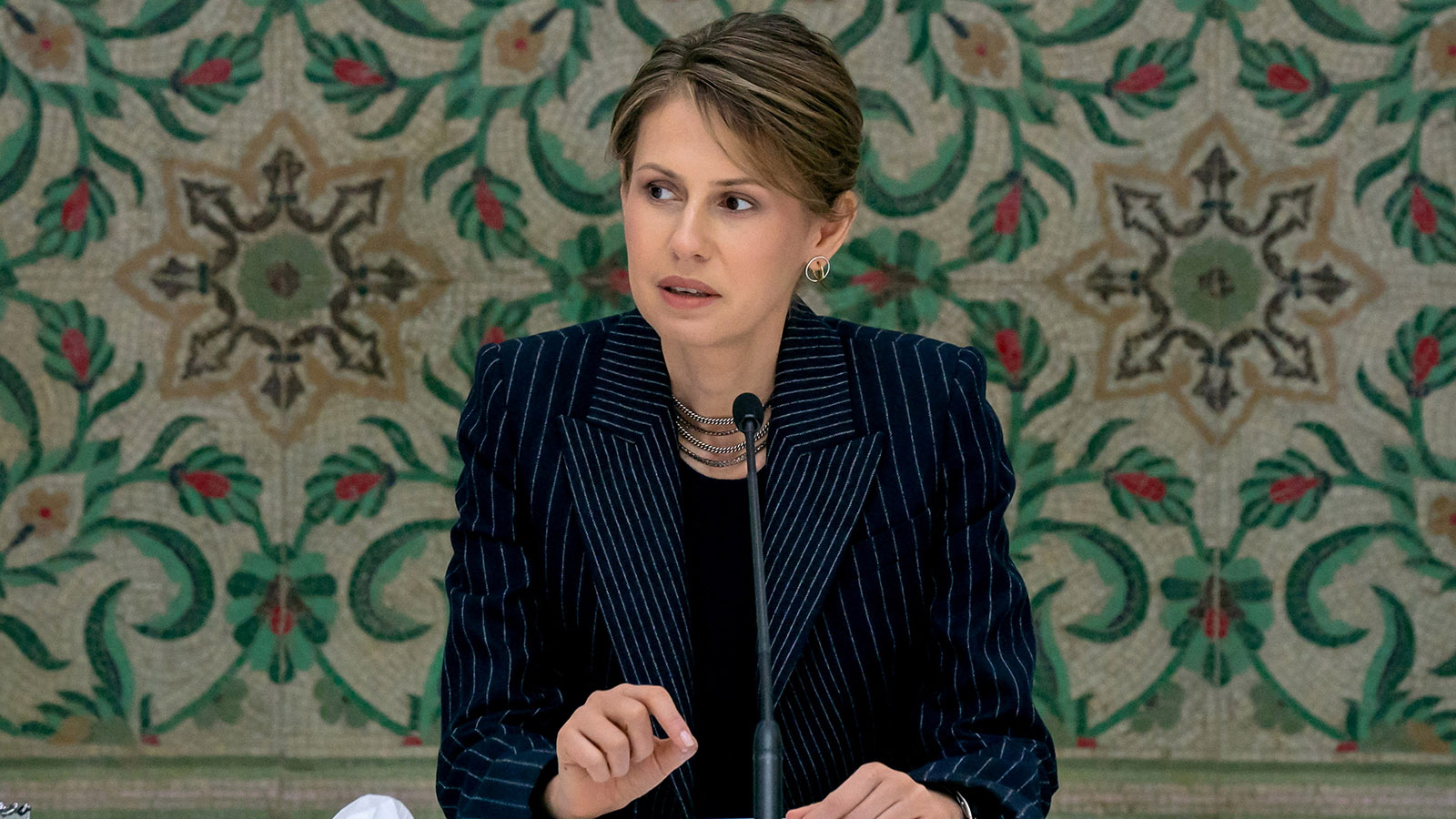 FILE PHOTO: Asma al-Assad, wife of Syrian President Bashar al-Assad, meets with humanitarian and business groups in Damascus FILE PHOTO: Asma al-Assad, wife of Syrian President Bashar al-Assad, meets with humanitarian and business groups in Damascus, Syria April 7, 2021. SANA/Handout via REUTERS RS ATTENTION EDITORS - THIS IMAGE WAS PROVIDED BY A THIRD PARTY/File Photo
