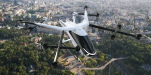 Візуалізація SkyDrive SD-05 на фоні Києва (Фото: колаж NV)