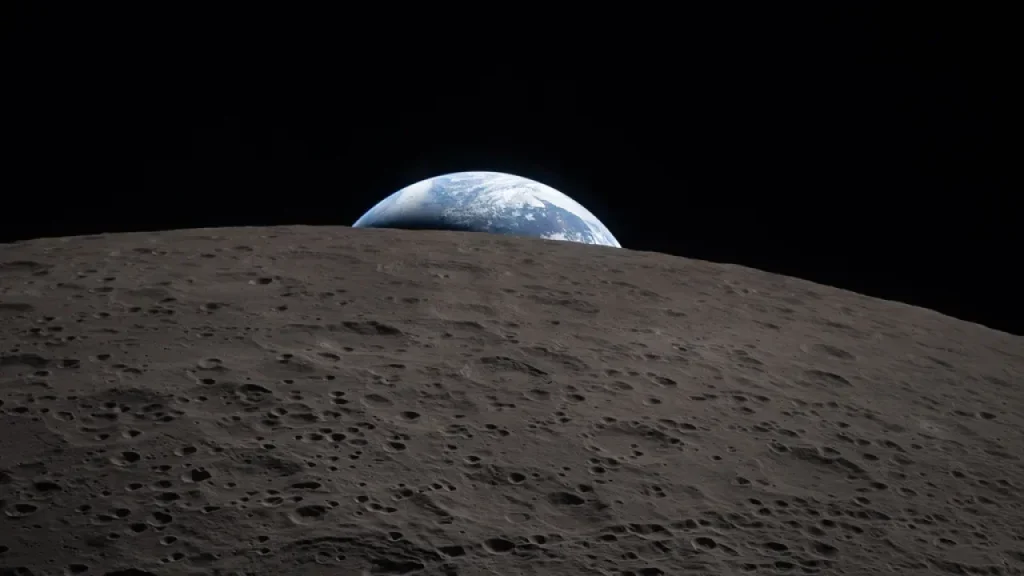 Земля ховається за поверхнею Місяця (Фото: NASA)